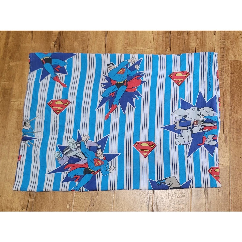 Vtg 1999 Dan River Superman Twin Flat Bed Sheet DC Comics